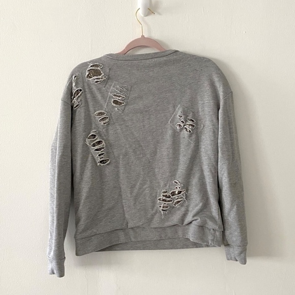 Generation Love Gray Ripped Chainmail Sweater S - Picture 4 of 5